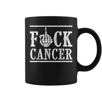 Fuck Cancer Middle Finger Bone Skeleton Cancer Survivor Coffee Mug - Seseable