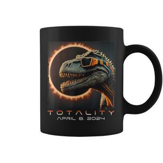 Fun Dinosaur T-Rex Totality April 8 2024 Total Solar Eclipse Coffee Mug | Mazezy AU