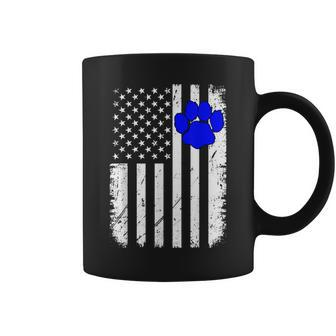Fun Thin Blue Line Police K9 Dog American Flag Coffee Mug - Monsterry AU