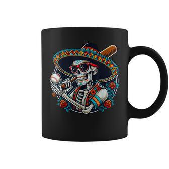 Baseball Skeleton Mexican Sombrero Cool Cinco De Mayo Coffee Mug - Thegiftio UK