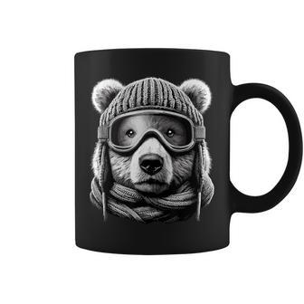 Bear With Ski Goggles And Knitted Hat Skiing Coffee Mug - Thegiftio UK