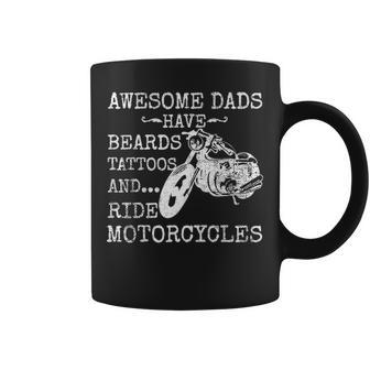 Beard Awesome Dad Beard Tattoos And Motorcycles Coffee Mug | Mazezy