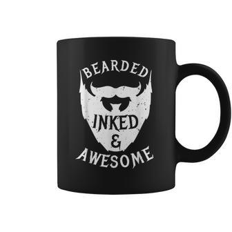 Bearded Inked & Awesome Quote For With Beard Coffee Mug - Thegiftio UK