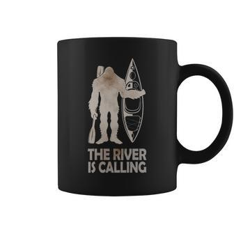 Bigfoot Canoe The River Is Calling Sasquatch Coffee Mug | Mazezy