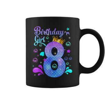 Birthday Girl 8 Years Old It's My 8Th Bday Mermaid Coffee Mug - Seseable