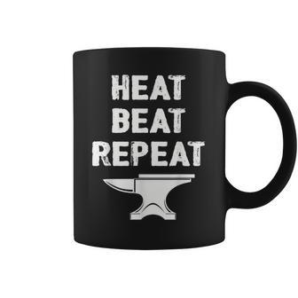 Blacksmith Metalsmith Forging Heat Beat Repeat Coffee Mug - Monsterry