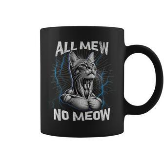 Bootleg Mewing Cat Looksmaxxing Meme All Mew No Meow Coffee Mug | Mazezy