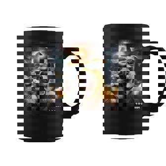 Cat And Dog Selfie With Solar 2024 Eclipse Wearing Coffee Mug - Seseable