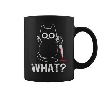What Cat With Knife Graphic Coffee Mug - Seseable