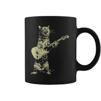 Cat Playing Guitar Guitarist Coffee Mug - Seseable