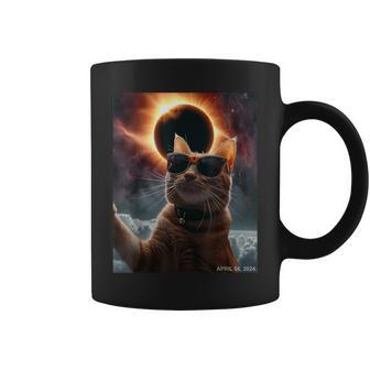 Cat Taking A Selfie With Solar Eclipse 2024 Glasses Coffee Mug - Seseable