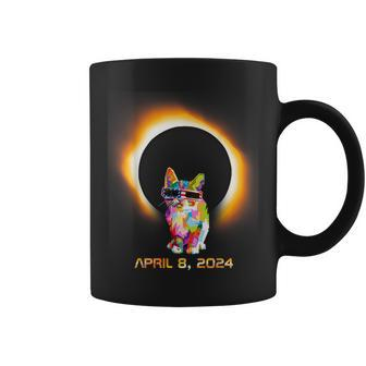 Cat Total Solar Sun Eclipse 2024 Totality Spring April Coffee Mug - Monsterry