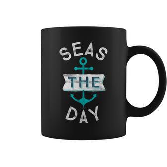 Cruise Saying Seas Day Teal Nautical Anchor Coffee Mug - Monsterry UK