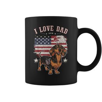 Dachshund Tattoo I Love Dad Fathers Day Patriotic Coffee Mug - Monsterry CA