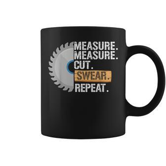 Dad Measure Cut Swear Repeat Handyman Father Day Coffee Mug - Monsterry