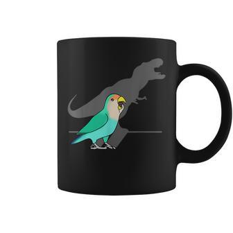 Dinosaur T-Rex Shadow Dutch Blue Peach Faced Lovebird Coffee Mug - Monsterry CA