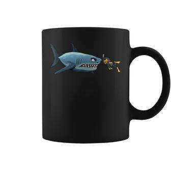 Diving Scuba Diving Deep Sea Diver Shark Novelty Coffee Mug - Thegiftio UK
