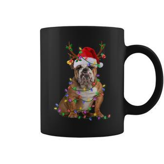 English Bulldog Dog Tree Christmas Lights Xmas Pajama Coffee Mug - Monsterry DE