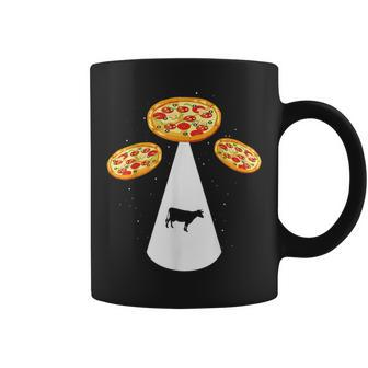 Farm Cow Abduction & Pizza Ufo Spaceship Pizza Coffee Mug - Monsterry
