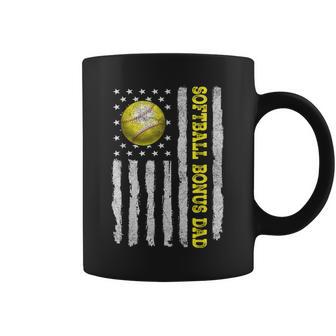 Father's Day 2024 Softball Bonus Dad Us Flag Men Coffee Mug - Thegiftio UK