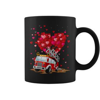 Fire Truck Lover Heart Shape Fire Truck Valentines Day Coffee Mug - Monsterry AU