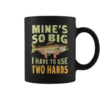 Fishing Mine's Big Use Two Hands Bass Dad Coffee Mug - Seseable