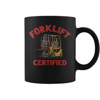 Forklifts Operator Forklift Certified Retro Skeleton Coffee Mug - Monsterry UK