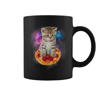 Galaxy Cat In Space Cat Riding Pizza And Taco Lover Coffee Mug - Thegiftio UK