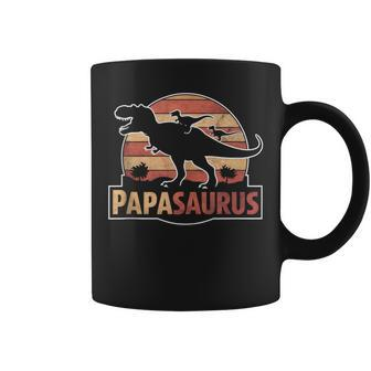 Grandpa T Rex Papasaurus Dinosaur Two Kid Fathers Day Coffee Mug - Thegiftio UK