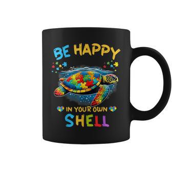 Be Happy In Your Own Shell Autism Awareness Turtle Coffee Mug | Mazezy