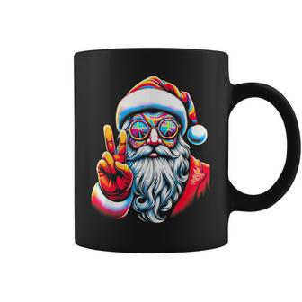 Hippie Santa Claus Peace Groovy Retro 70S Christmas Coffee Mug - Thegiftio UK