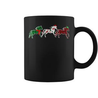 Horse Xmas Tree Lights Red Plaid Christmas Coffee Mug - Monsterry CA