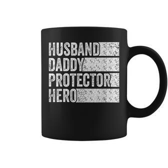 Husband Daddy Protector Hero Fathers Day Vintage Coffee Mug - Seseable