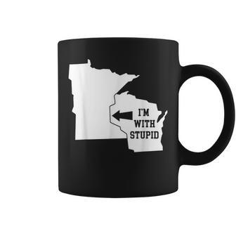I'm With Stupid Minnesota Arrow From Wisconsin Coffee Mug - Monsterry DE