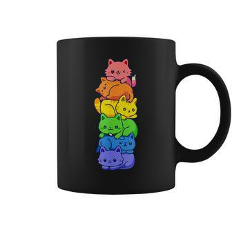 Lgbt Cat Stack Rainbow Gay Pride Anime For Cat Lover Coffee Mug - Monsterry DE