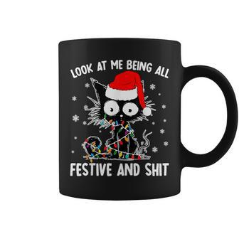 Look At Me Being All Festive And Shits Cat Christmas Coffee Mug | Mazezy