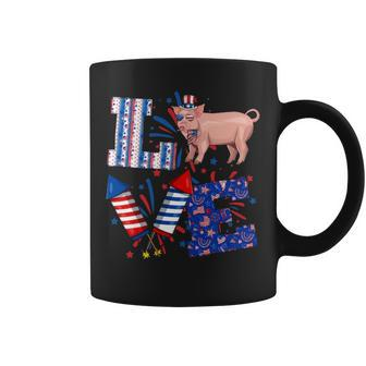 Love Pig Firework Usa Flag Indepedence Day July Th Coffee Mug | Mazezy