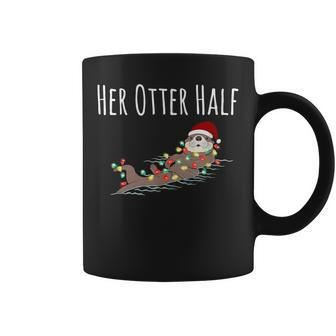 Matching Couple His And Her Otter Half Ugly Christmas Coffee Mug - Monsterry DE