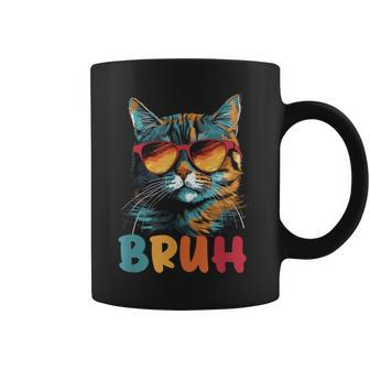 Meme Saying Bruh With Cat Greetings Ns Boys Men Coffee Mug - Seseable