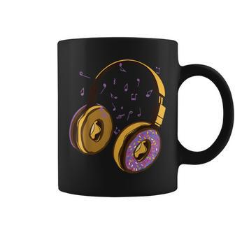 Music Notes And Bakery Sweets Donut Headphones Coffee Mug - Monsterry UK