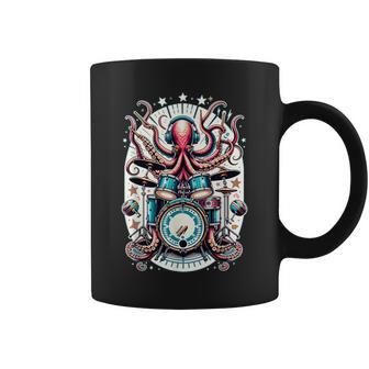 Octopus Playing Drums Drummer Music Lover Percussions Coffee Mug - Monsterry UK