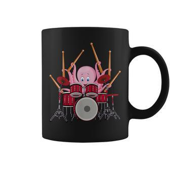 Octopus Playing Drums Musician Band Octopus Drummer Coffee Mug - Monsterry DE