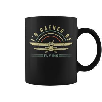 Pilot I'd Rather Be Flying Airplane Pilot Coffee Mug - Monsterry