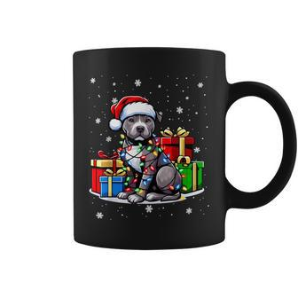 Pitbull Merry Christmas Tree Lights Pitbull Lover Xmas Coffee Mug | Mazezy