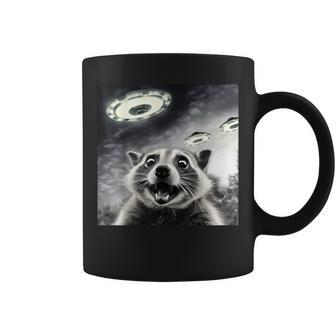 Raccoon Ufo Alien Selfie Photo Of Raccoon With Ufo Coffee Mug | Mazezy