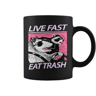 Racoon Live-Fast Eat Trash Retro Vintage Trash-Pandas Coffee Mug - Thegiftio UK