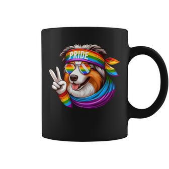 Rainbow Lgbt Gay Pride Lesbian Australian Shepherd Coffee Mug - Monsterry AU