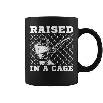 Raised In A Cage Baseball Coach Catcher Pitcher Coffee Mug - Monsterry