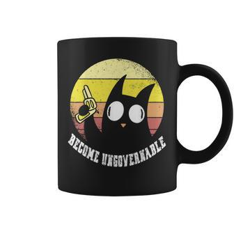 Retro Black Cat Become Ungovernable Coffee Mug - Monsterry