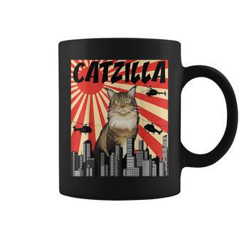 Retro Japanese Catzilla Maine Coon Cat Coffee Mug - Thegiftio UK